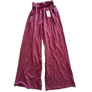 NWT Quince Rose French Terry Modal Wide Leg Pants Sz Medium Pockets Roll Waist